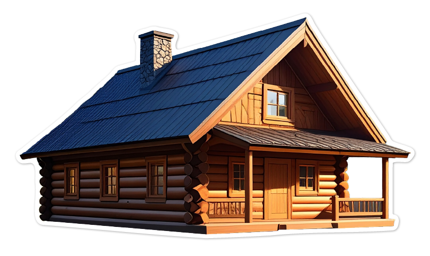 Simple log cabin sticker