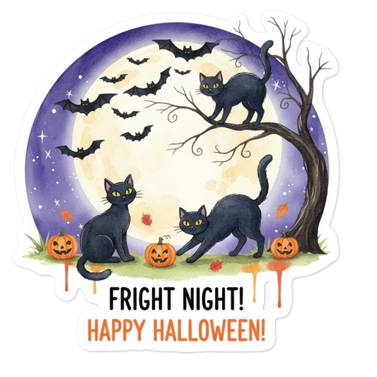 Halloween Cats and Bats