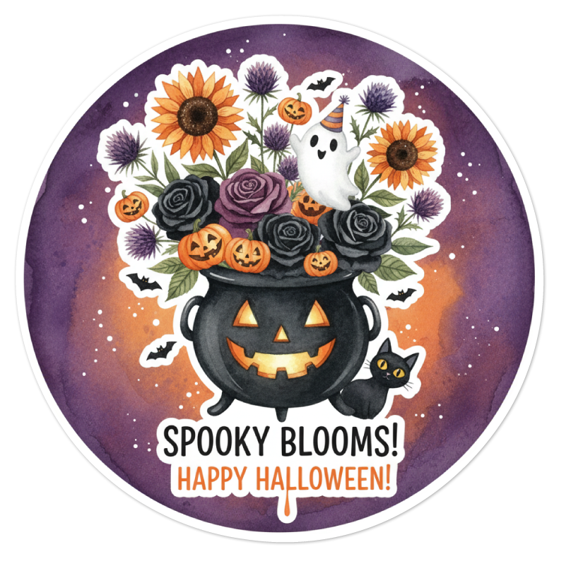 Spooky Blooms in a Black Pot
