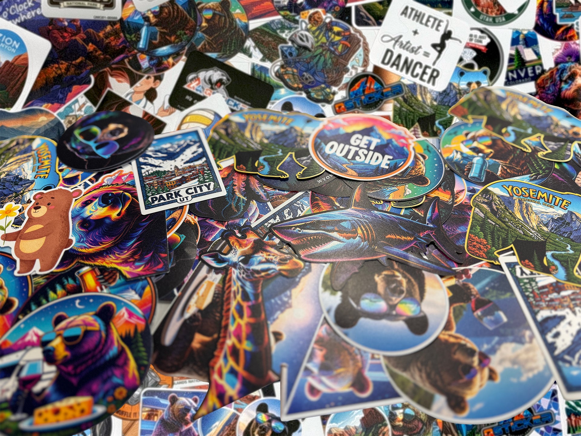 Vibrant deep colored durable stickers printed with UVgel technology