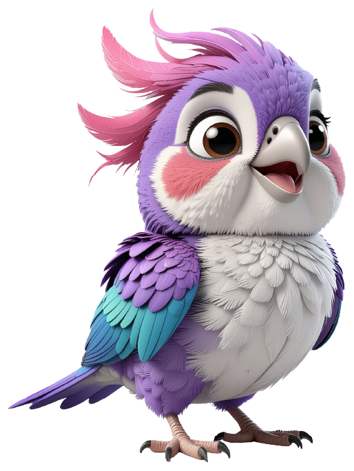 Colorful Purple and White Bird
