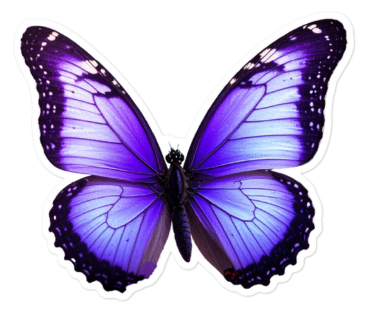 Sticker of a purple butterfly on a white background