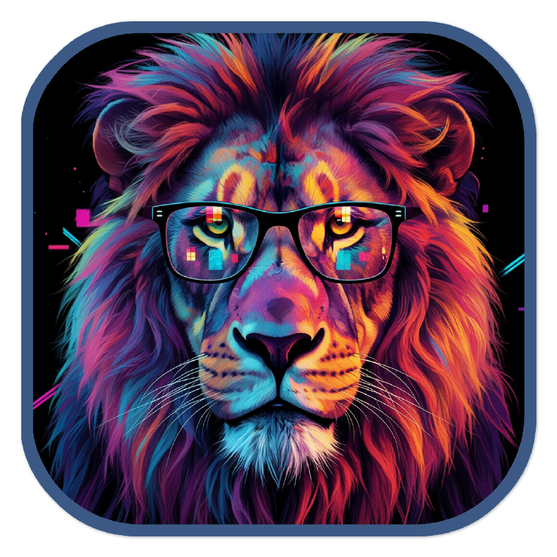 Neon Lion with Glasses