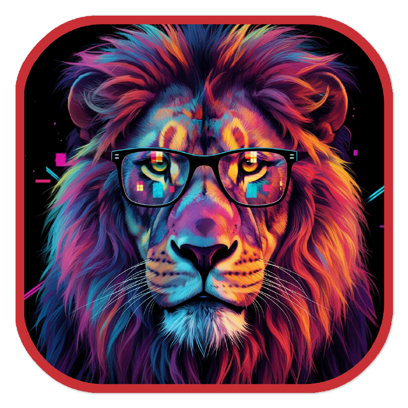 Neon Lion with Glasses