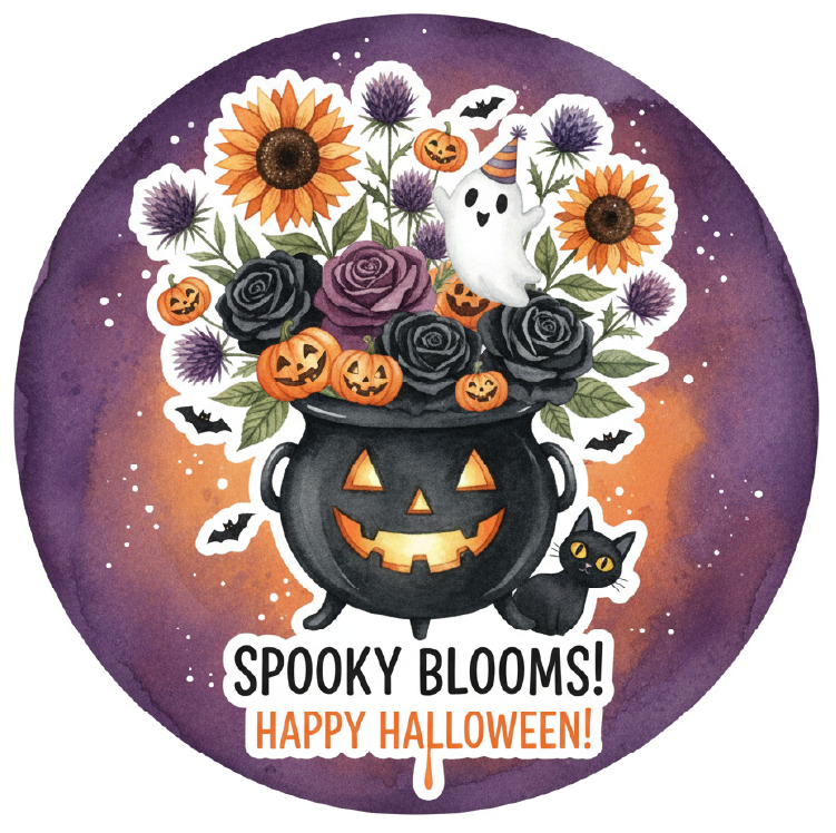 Spooky Blooms in a Black Pot